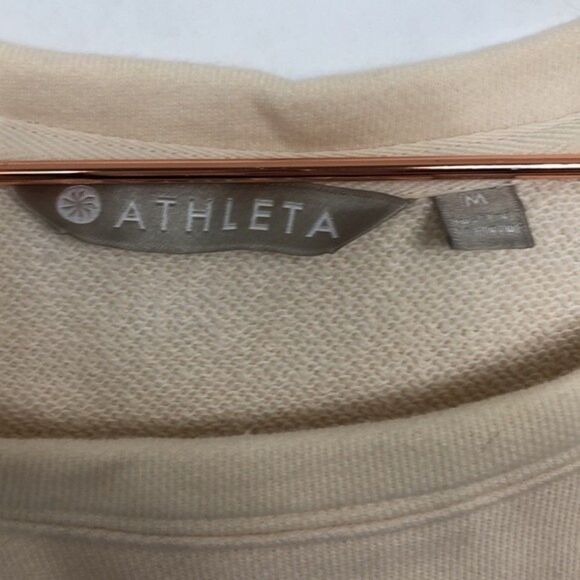 Athleta Tie Waist Cream Scoop Neck Sweatshirt Top Like New Condition Medium - Picture 3 of 5